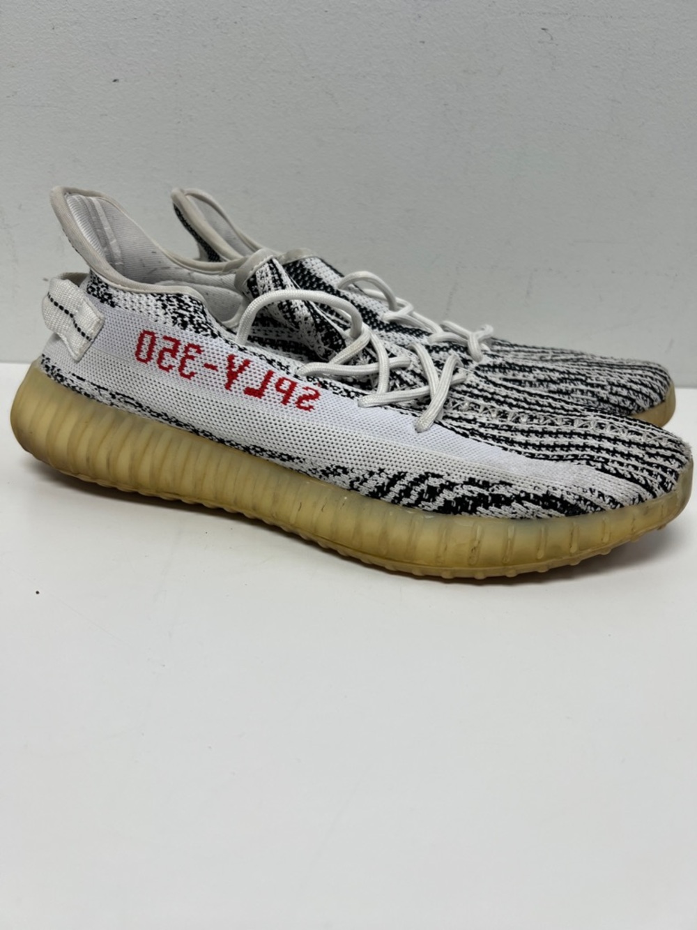 Yeezy Boost 350 V2 White/Black with Red Script and Gum Sole